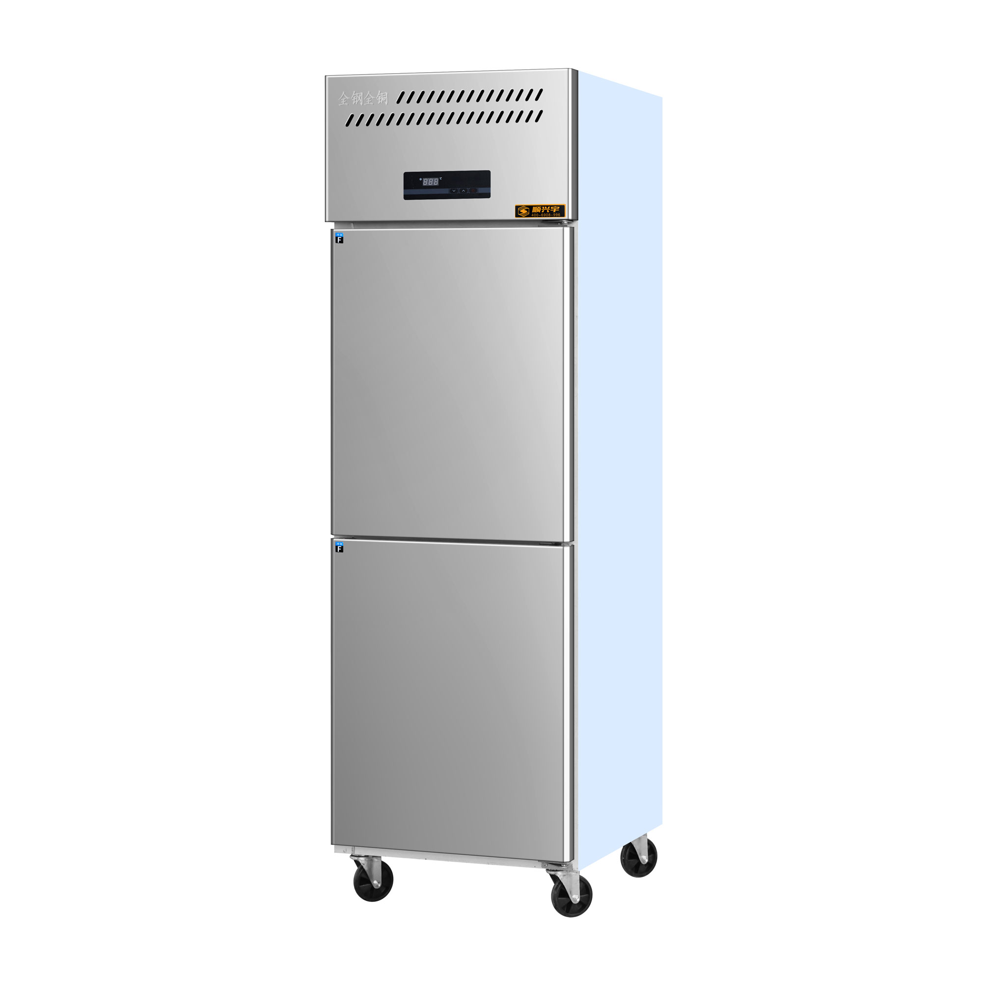Commercial Kitchen Door - Wysokowydajna, 6-drzwiowa, pionowa zamrażarka-chłodziarka ze stali