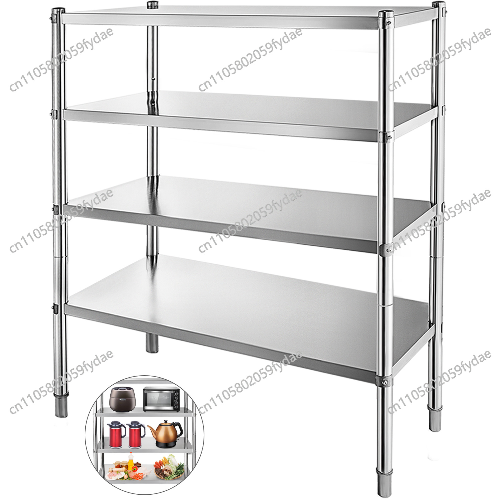 Commercial Kitchen Store - 4-poziomowy regał ze stali nierdzewnej do